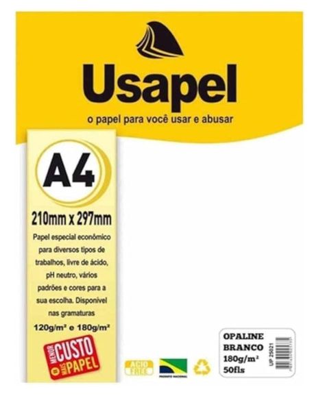 Papel Diplomata/Opaline A4 180g 50Fls 250...