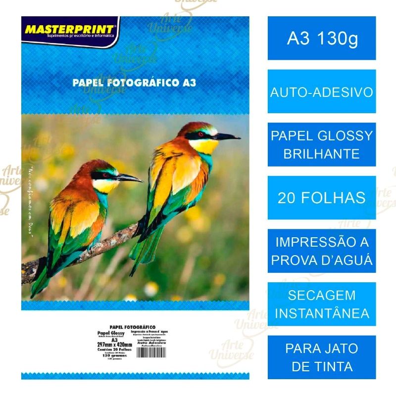 Papel Foto A3 130g 20Fls Adesivo Ref.3020...