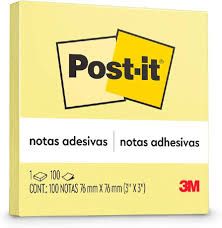 Bloco Post-It 76x76 c/100F Ref.654 Amarelo