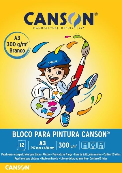 Bloco Pintura Escolar A3 300g 12F Ref.666...
