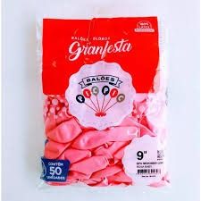 Balao Nº 9 Liso c/50 Un Rosa Baby