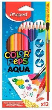 Lapis de Cor 12 Cor Aquarelavel +pincel R...