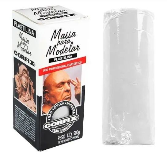 Massa de Modelar Plastilina 500g Branca