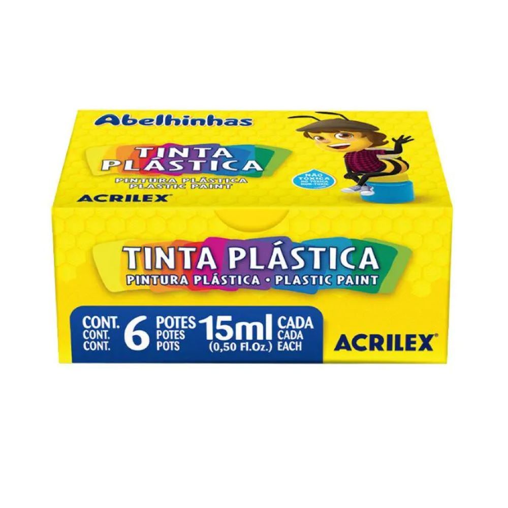 Tinta Plastica 15ml 6 Cores Ref.03215
