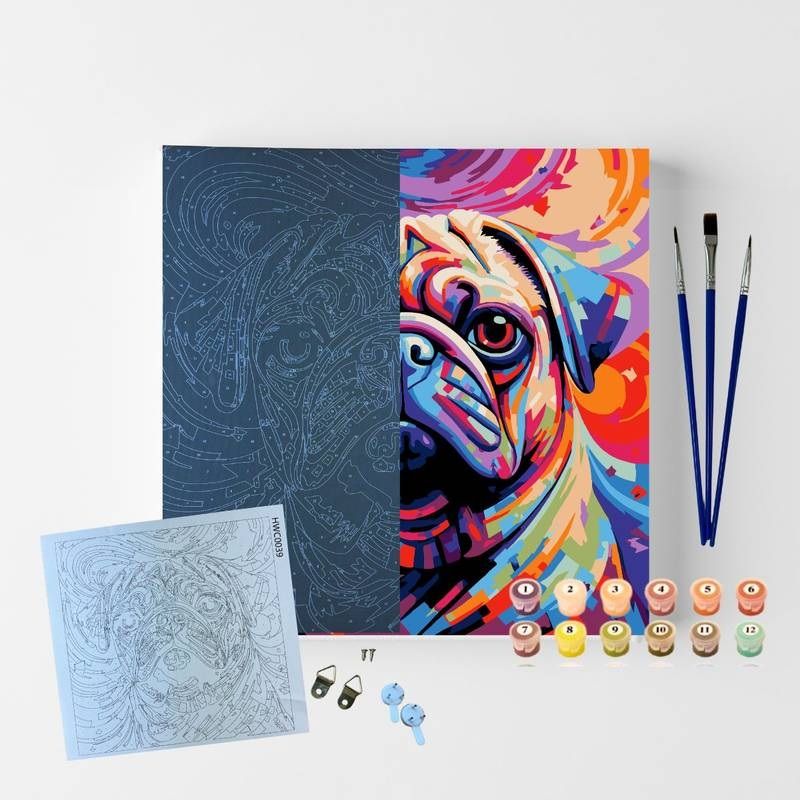 Tela Pintura Num 30x30 B.Buldogue Fran Re...