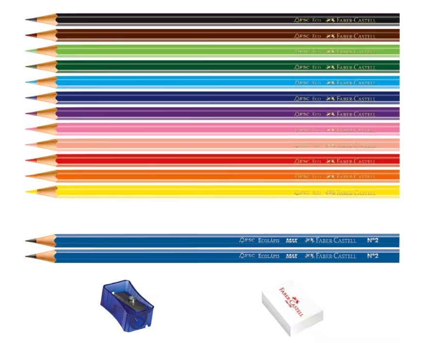 Lapis de Cor 12 Cor+Kit Escolar Ref.12011...