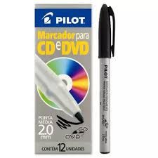 Pincel Marc. Perman. p/CD/DVD 2.0 Preto