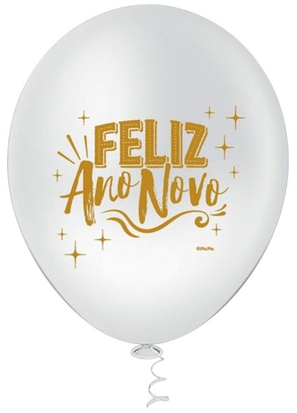 Balão Nº 10 Liso c/25Un Pic Pic Feliz Ano...